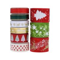 Christmas Ribbons, Polyester, nine pieces & Christmas Design & DIY, mixed colors, 9Spools/Lot, Sold By Lot