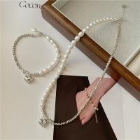 925 sidabro perlų karoliai, su Gėlo vandens perlų, poliruotas, įvairių stilių pasirinkimas & moters, Originali spalva, Pardavė PC