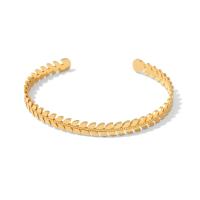 Acier inoxydable 304 bracelet manchette, bijoux de mode & pour femme, doré, 5.82mm, Vendu par PC