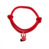 Christmas Holiday Bracelet Polyester Cord with Zinc Alloy gold color plated Christmas jewelry & adjustable & for woman & enamel red Length 14-26 cm Sold By PC
