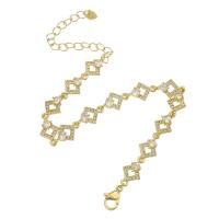 Messing armband met micro-paved kubieke zirconia's, gold plated, micro pave zirconia & voor vrouw & hol, Lengte Ca 10 inch, Verkocht door PC