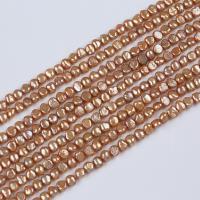 Keishi ferskvandskulturperle Beads, Ferskvandsperle, du kan DIY, gylden, 5-6mm, Solgt Per Ca. 38 cm Strand