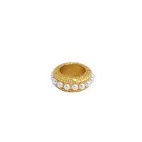 Brass Large Hole Bead with Plastic Pearl Round Vacuum Plating DIY Sold By PC