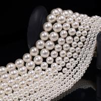 Perline in vetro, perla in vetro, Cerchio, DIY & formato differente per scelta, bianco, Venduto per Appross. 16 pollice filo