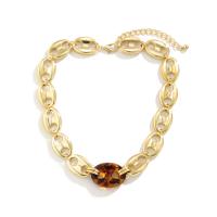 Naszyjniki CCB, Plastik powlekany CCB, ze Akryl, ze 7cm przedłużeniami łańcuszka, biżuteria moda & dla kobiety, złoty, długość 38 cm, sprzedane przez PC