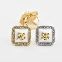 Scarf Buckle Zinc Alloy with Resin Square plated with flower pattern & for woman & with rhinestone 17mm Sold By Lot