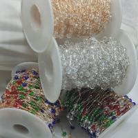 Messing Ball Chain, med Krystal, forgyldt, du kan DIY, flere farver til valg, nikkel, bly & cadmium fri, 4mm, Solgt af m