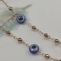 Brass Ball Chain Evil Eye gold color plated DIY & enamel blue nickel lead & cadmium free Sold By m