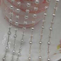 Brass Ball Chain with Crystal & Plastic Pearl Round plated DIY nickel lead & cadmium free 4mm 5mm Sold By m