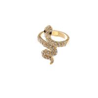 Zinc Alloy Finger Ring Snake plated adjustable & for woman & with rhinestone nickel lead & cadmium free US Ring Sold By PC