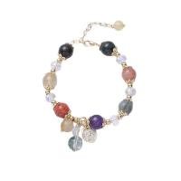 Quartz Bracelets Phantom Quartz with Zinc Alloy gold color plated & micro pave cubic zirconia & for woman multi-colored Length Approx 6.1 Inch Sold By PC