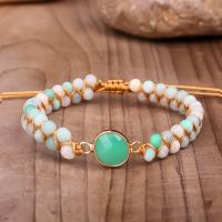Natural Amazonite Bracelets Polyester Cord with ​Amazonite​ & Brass with 12cm extender chain fashion jewelry & for woman multi-colored Sold Per 16 cm Strand