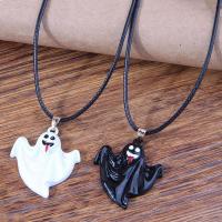 Halloween Necklace Zinc Alloy with Wax Cord with 4cm extender chain Ghost gold color plated Unisex & enamel nickel lead & cadmium free Length Approx 44 cm Sold By PC