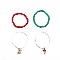 Christmas Holiday Bracelet Seedbead with Zinc Alloy gold color plated 4 pieces & Christmas Design & for woman & enamel Length 5.91 Inch Sold By Set