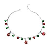 Christmas Necklaces Zinc Alloy with 1.97 extender chain Christmas Bell plated Christmas Design & for woman mixed colors nickel lead & cadmium free Length 17.91 Inch Sold By PC