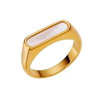 Titanium Steel Finger Ring with Shell Vacuum Ion Plating fashion jewelry & Unisex golden US Ring Sold By PC