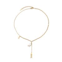Stainless Steel Jewelry Necklace 316L Stainless Steel with Shell with 5cm extender chain Fish Vacuum Ion Plating fashion jewelry & adjustable & for woman golden Length 40 cm Sold By PC
