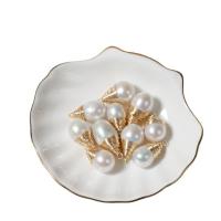 Ciondoli perle d'acqua dolci, perla d'acquadolce coltivata naturalmente, with ottone, Lampadina, placcato color oro, unisex, bianco, 13-14x20-30mm, Venduto da PC