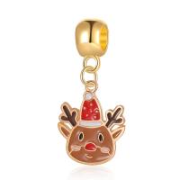Zinc Alloy Christmas Pendants Christmas Reindeer gold color plated Unisex & enamel mixed colors nickel lead & cadmium free 10-20mm Sold By PC