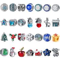 Perlas de Navidad Europeo, aleación de zinc, chapado, Diseño de Navidad & Bricolaje & diferentes estilos para la opción & esmalte & con diamantes de imitación, más colores para la opción, libre de níquel, plomo & cadmio, 10-15mm, Vendido por UD
