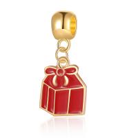 Zinc Alloy Christmas Pendants gift shape gold color plated Christmas Design & Unisex & enamel nickel lead & cadmium free 10-20mm Sold By PC