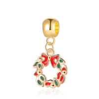 Zinc Alloy Christmas Pendants Christmas Wreath gold color plated Christmas Design & Unisex & enamel multi-colored nickel lead & cadmium free 10-20mm Sold By PC
