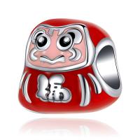 Zinc Alloy European Large Hole Beads silver color plated DIY & enamel red nickel lead & cadmium free 10-15mm Sold By PC