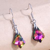 Crystal Earrings Brass with Crystal silver color plated for woman & faceted nickel lead & cadmium free Sold By Pair
