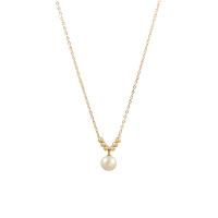 Natural Freshwater Pearl Necklace Titanium Steel with Freshwater Pearl with 2.36inch extender chain fashion jewelry & for woman golden 7mm Sold Per Approx 16.15 Inch Strand