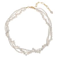 Freshwater Pearl Brass Necklace with Brass with 2.76inch extender chain 14K gold-filled three layers & fashion jewelry Sold Per Approx 14.96 Inch Strand