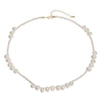 Freshwater Pearl Brass Necklace with Brass with 1.97inch extender chain 18K gold plated fashion jewelry & for woman Sold Per Approx 16.15 Inch Strand