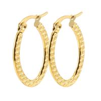Stainless Steel Hoop Earring 304 Stainless Steel 18K gold plated fashion jewelry & for woman golden Sold By Pair