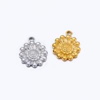 Stainless Steel Flower Pendant 304 Stainless Steel Sunflower Vacuum Ion Plating DIY Sold By Bag