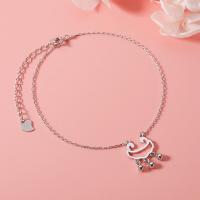 Fashion Sterling Silver Anklet 925 Sterling Silver Longevity Lock polished fashion jewelry & for woman original color 205mm Sold By PC