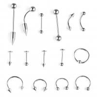 316L Stainless Steel Body Piercing Jewelry Set plated 15 pieces & Unisex 1.0mm 1.2mm 1.6mm Sold By Lot