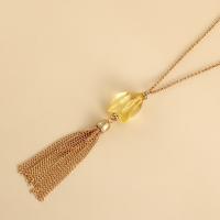 Zinc Alloy Sweater Chain Necklace with Crystal with 10cm extender chain gold color plated fashion jewelry & for woman golden 110mm Length 72 cm Sold By PC