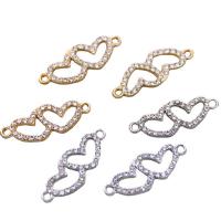 Heart Zinc Alloy Connector plated DIY & with rhinestone & 1/1 loop & hollow nickel lead & cadmium free Approx Sold By Bag