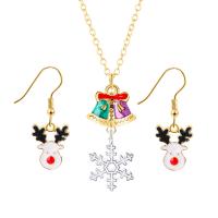 Zinc Alloy Jewelry Set earring & necklace plated 2 pieces & Christmas Design & for woman mixed colors nickel lead & cadmium free Sold By Set