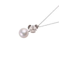 Freshwater Pearl Pendants with Brass Round silver color plated fashion jewelry & with rhinestone white 12-13mm Sold By PC