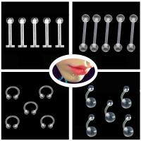 Roestvrij staal lipring piercings, Acryl, uniseks & verschillende grootte voor keus, duidelijk, Verkocht door PC