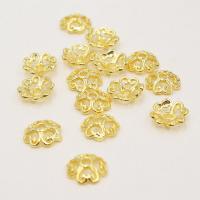 925 Sterling Silver Bead Cap Four Leaf Clover gold color plated DIY & hollow Sold By PC