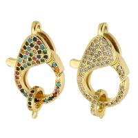 Brass Lobster Clasp gold color plated fashion jewelry & DIY & micro pave cubic zirconia Sold By Lot
