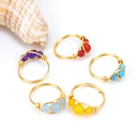 Natural Gemstone Finger Ring, Brass, with Natural Stone, gold color plated, different materials for choice & for woman, more colors for choice, nickel, lead & cadmium free, Inner Diameter:Approx 18mm, Sold By PC