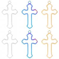 Tibetan Style Cross Pendants, 304 Stainless Steel, Vacuum Ion Plating, Unisex & different styles for choice & hollow, more colors for choice, 17x30mm, Length:Approx 50 cm, Sold By PC