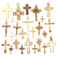 Zinc Alloy Cross Pendants antique gold color plated Unisex & mixed & hollow nickel lead & cadmium free Approx Sold By Bag