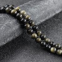 Crna Obsidian perle, Opsidijan, Krug, uglađen, možete DIY & različite veličine za izbor, više boja za izbor, Prodano Per Približno 38 cm Strand