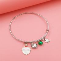 Zinc Alloy Bangle plated Christmas Design & for woman & enamel & with rhinestone mixed colors nickel lead & cadmium free Length 7.1 Inch Sold By PC