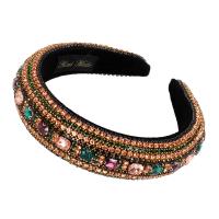 Haarbanden, Katoenfluweel, voor vrouw & met strass, gemengde kleuren, 110x150mm, Verkocht door PC