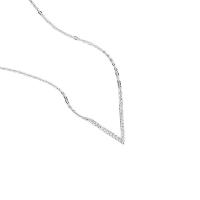 Kubieke Zircon Micro effenen Sterling zilveren ketting, 925 sterling zilver, Letter V, geplatineerd, micro pave zirconia & voor vrouw, oorspronkelijke kleur, 14x15mm, Lengte 43 cm, Verkocht door PC