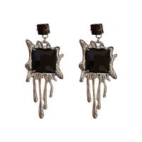 Zinc Alloy Drop Earrings with Glass platinum color plated Korean style & for woman 58mm Sold By Pair